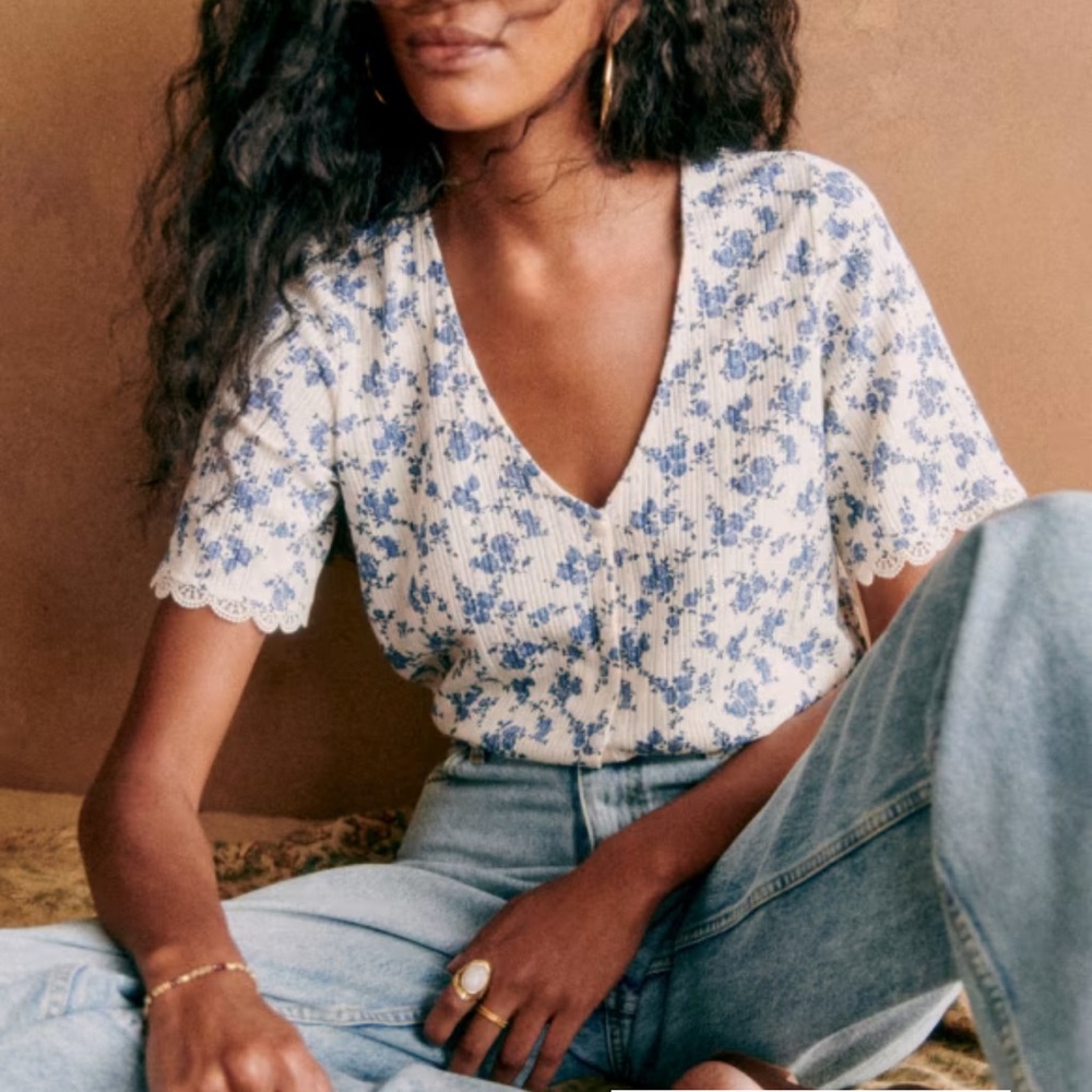 Sezane Celia Floral Top